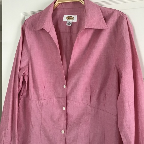Like New Talbots Women’s Blouse Top Size 10 Cotton Raspberry Pink Shirt - Picture 11 of 12